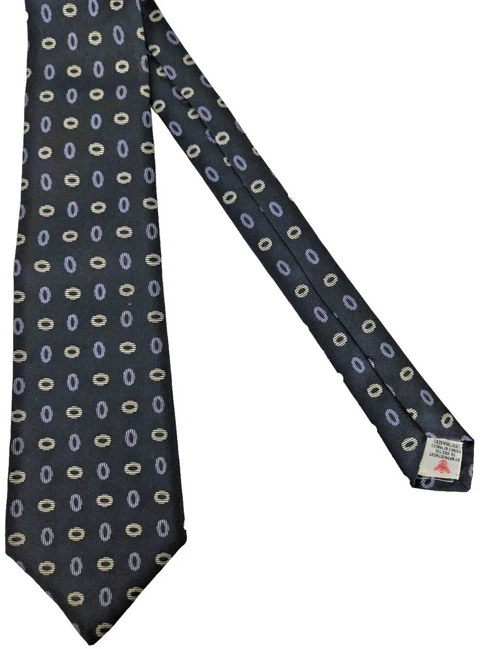 Turnbull & Asser Silk Necktie London Designer Ovals Black Classic Formal